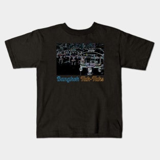 Bangkok Tuk Tuks At Night - Abstract Illustration Kids T-Shirt